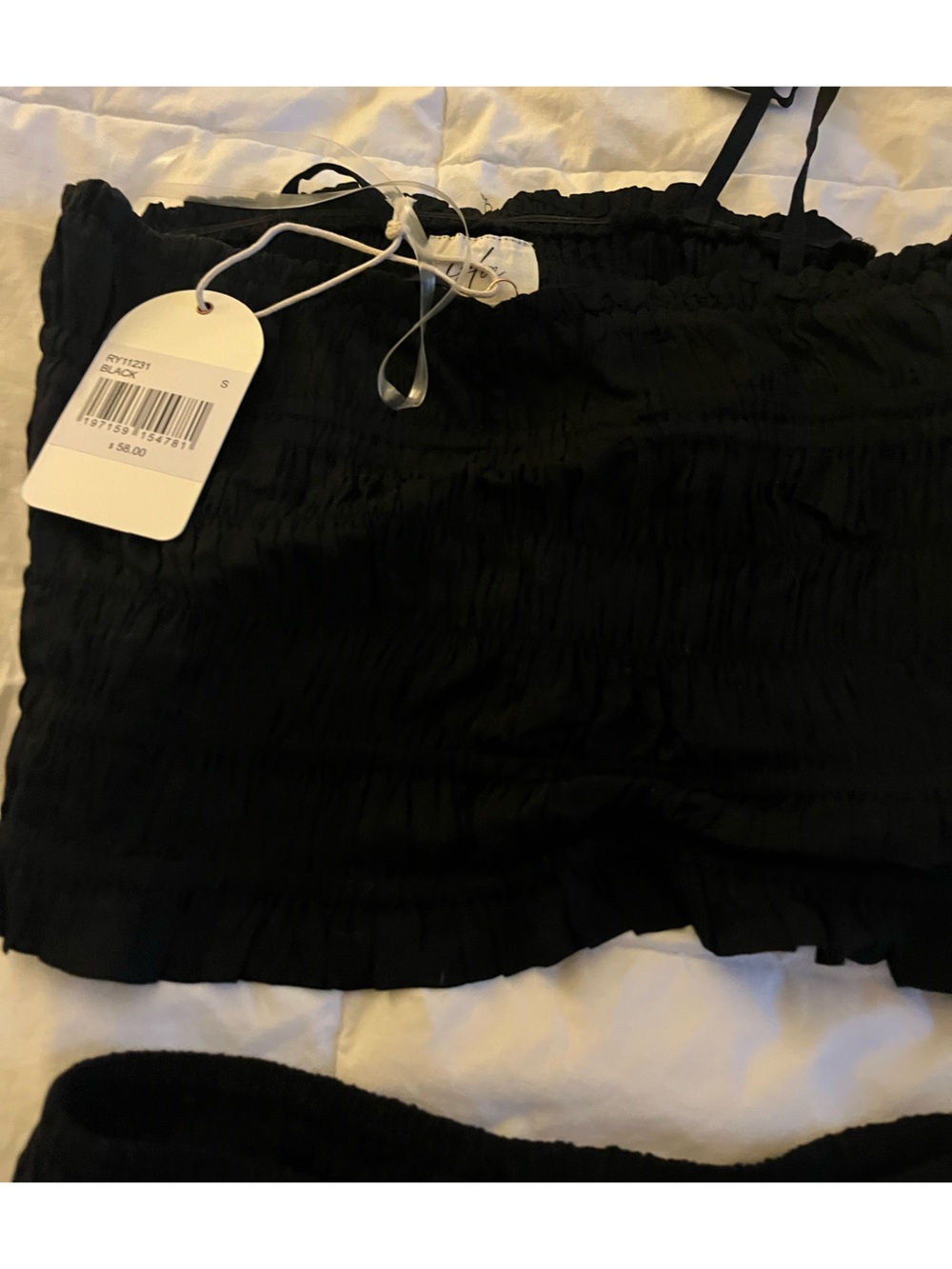 South Moon Under Black Smocked Crop Top